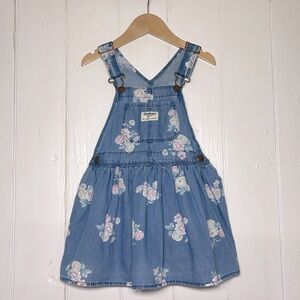 OSHKOSH 100% Cotton Classic Floral Print Denim Jumper Dress